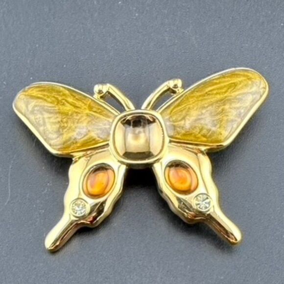 Vintage Butterfly Brooch Lot - Gold silver tone faux pearl rhinestone - Picture 5 of 6